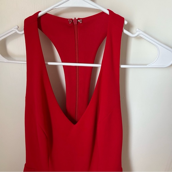 Lulus Cherry Red Mini Skater Dress Extra Small XS V-Neck Racerback - Picture 4 of 11